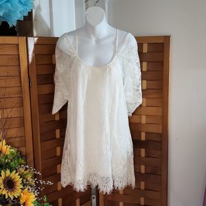 Tobi brand cold shoulder lace lined dress/tunic